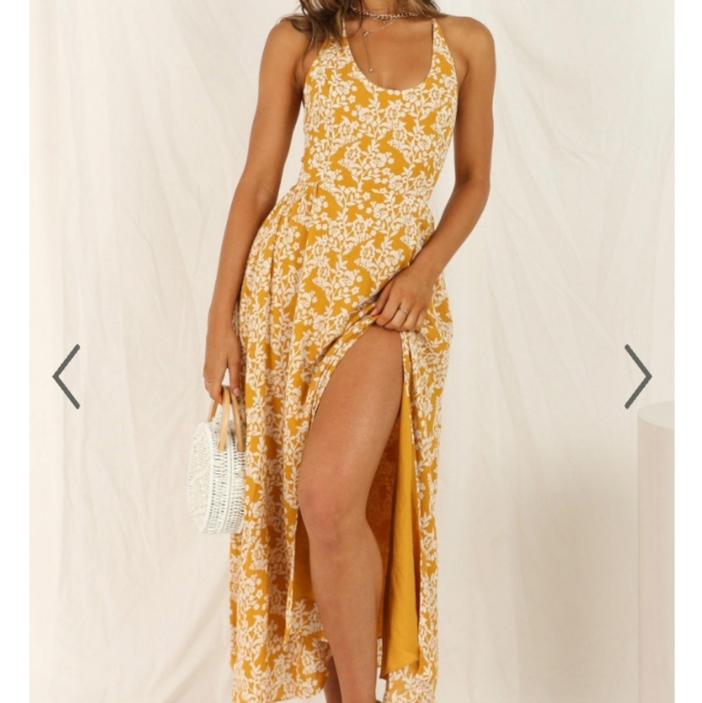 Mustard Floral Maxi Dress